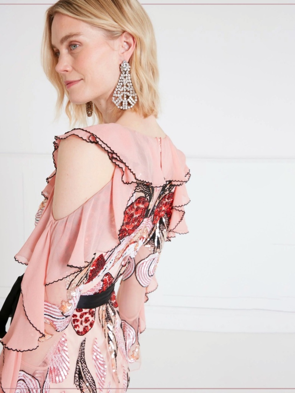 $3910 Temperley London ‘Amaya’ Embellished Rosewater Ruffle Runway Midi Dress - Picture 10 of 15
